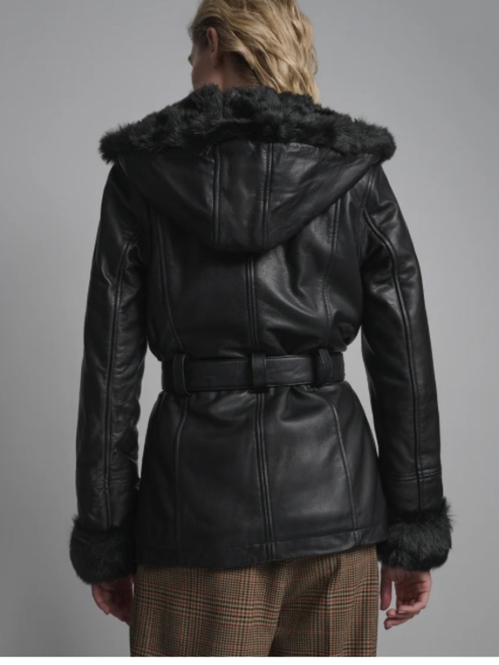 Wilsons Leather Faux Fur Belted Trench Jacket with Asymmetrical Zip - Picture 6 of 16